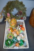 Vintage Glass Christmas Baubles plus Painted Easter Eggs