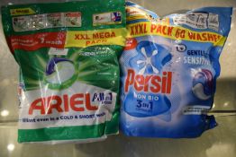 1x Persil Non-Bio 3-in-1 Capsules 60pk, 1x Aerial All-in-One Pods 58pk