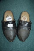 Pair of French Wood & Leather Clogs