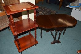Three Tier Shelf and a Small Drop Leaf Table