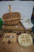 Assorted Baskets Including a Picnic Hamper