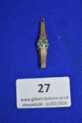 16ct Gold Fob Studded with Turquoise ~2g gross
