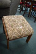 Retro Teak Footstool with Tapestry Upholstery