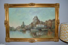 Oil on Canvas River Scene by Dutch Artist Roel Dozeman