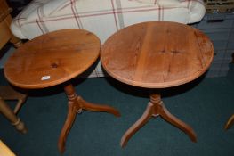 2x Circular Pine Occasional Tables