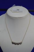 9ct Gold & Diamond Pendant & Chain with Four Hearts ~3.1g