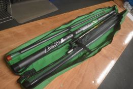 Maver Pole Bag and Contents Including Maver Roubaisienne Superlithium Fishing Pole, and Others
