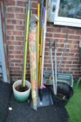 Quantity of Garden Tools, Garden Parasol, Planter, Bucket, etc.