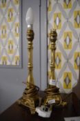 Pair of Brass Candlestick Lamp Bases