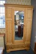 Pine Wardrobe with Mirrored Door 42”x20” x79” high