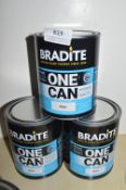 *3x 1L of Bradite One Can Eggshell Finish in Black