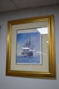 Framed Adrian Thompson Sailing Ship Print