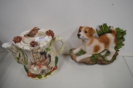 The Birds Novelty Teapots and a Vivid Arts Jack Russel Hanging Wall Ornament