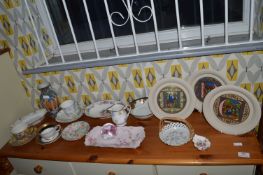Decorative Pottery Plates, Dishes, and a Glass Paperweight