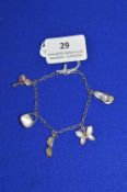 Sterling Silver Charm Bracelet with 5x Charms ~11g total