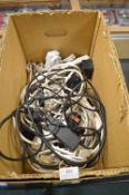 Box of Assorted Electrical Cables, Extension Leaded, etc.