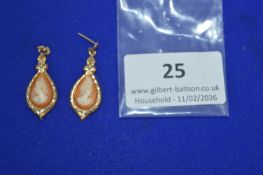 Pair of 9ct Gold Cameo Drop Earrings ~1.4g gross