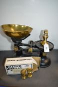 Cast Iron and Brass Kitchen Scales with Set of Brass Weights