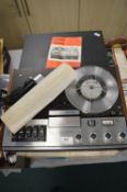 Philips N4308 Four Track Reel-to-Reel Tape Recorder with Packaging and Microphones