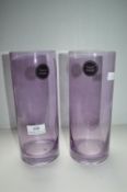 Pair of Handmade Purple Glass Vases