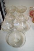7x Vintage Glass Pudding Bowls