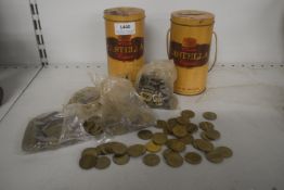 2x Castella Cigar Tins Containing Slot Machine Coins Including 20p Tokens