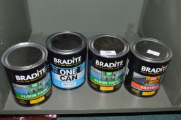 *4x 1L of Bradite Floor Paints Base A, B, and 3