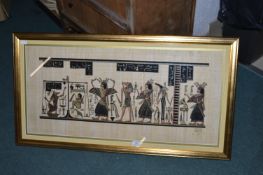 Large Egyptian Papyrus in Gilt Frame