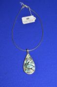 Silver Pendant & Chain Inset with Mother of Pearl