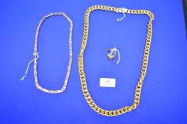 2x Gilded Base Metal Chains plus Ring