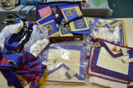 West Lancashire Masonic Regalia Including Case, Sashes, Aprons, etc.