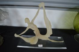 Art Nouveau Style Acrylic Figurine on Perspex Plinth