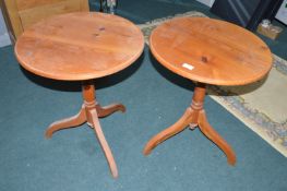 Pair of Small Circular Pine Occasional Tables