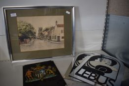 Framed Original Artwork of Cottingham Church by Jane Pearson, and 3x Acrylic Signs