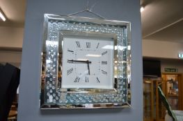 *Large Mirror Framed Crystal Wall Clock