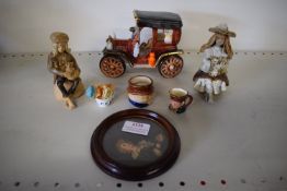 Selection of Pottery Ornaments and a Small Framed Print