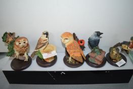 5x Pottery Bird Collection Figures
