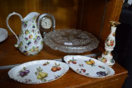 Pottery and Glassware Including Cake Stand, Clock, etc.