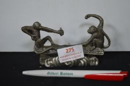 Royal Selangor Pewter Figure of Two Swinging Monkey on a Log