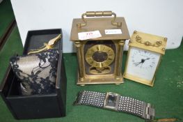 2x Carriage Clocks and 2x Wristwatches for Repair
