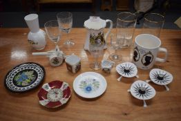 Selection of Glass and Porcelain Pieces Including Voodoo Bone China Candle Holders, Plates,
