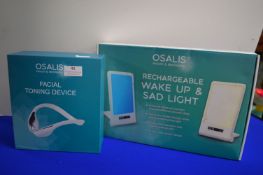 Osalis Rechargeable SAD Light, and a Facial Toning Device