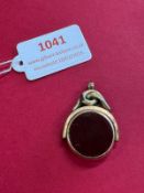 Victorian Bloodstone and Carnelian Swivel Fob Pendent with 9ct Gold Mount and Gold Plated Case