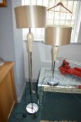 2x Mosaic Effect Lamps with Pale Gold Shades