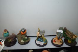 5x Pottery Bird Collection Figures