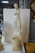 Figurine Mounted on Classical Column Plinth
