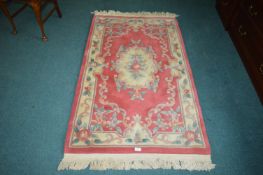 100% Wool Pink Floral Chinese Rug 170x94cm