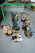 7x Pottery Bird Collection Figures
