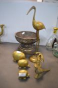 Brass Animals, Birds, and a Brass Effect Bowl