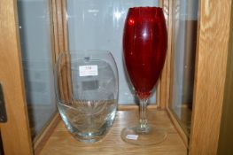 2x Glass Vases Including One by Bohemia Crystal